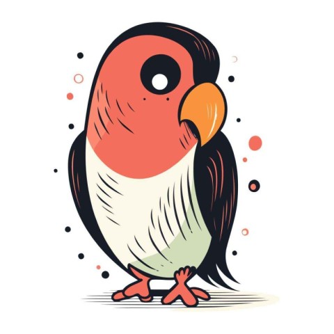 Cute cartoon parrot. Vector illustration on white background. Is