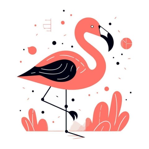 Flamingo. Vector illustration in flat cartoon style. Isolated on