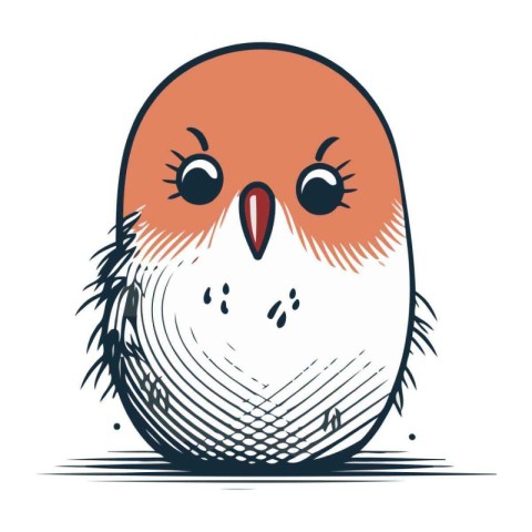 Cute baby bird. Hand drawn vector illustration. Isolated on whit