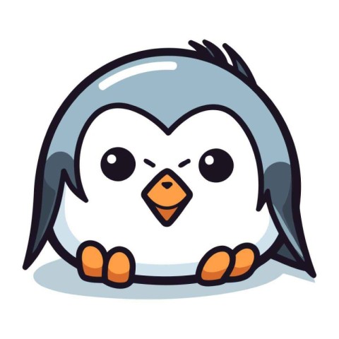 Cute cartoon penguin. Vector illustration isolated on white back