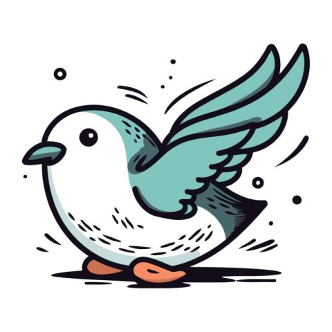 Cute cartoon bird. Vector illustration isolated on a white backg