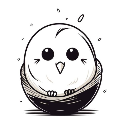 Illustration of a cute bird in a nest on a white background