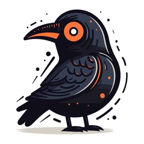 Cute cartoon crow. Vector illustration isolated on a white backg