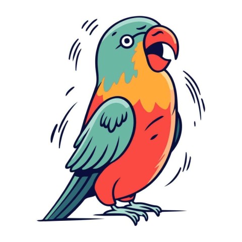 Parrot. Vector illustration. Isolated on a white background.