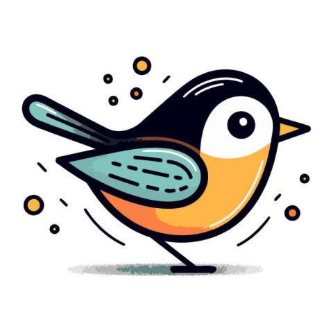 Cartoon cute little bird. Hand drawn vector illustration for kid