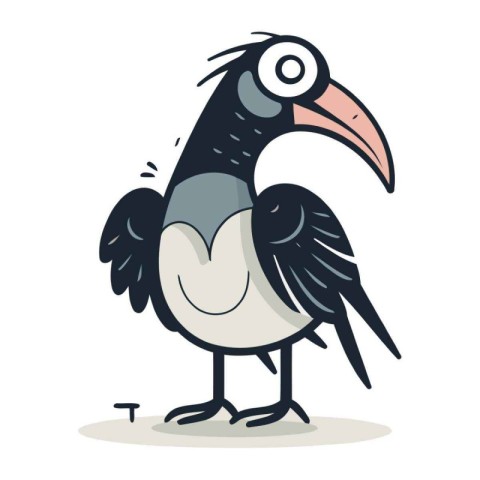 Cute cartoon hornbill. Vector illustration isolated on white bac