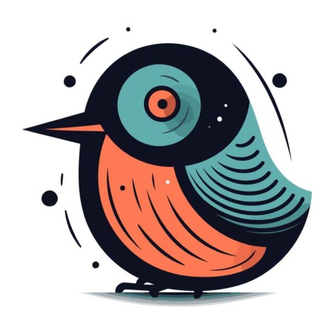 Colorful vector illustration of a cute cartoon bird on white bac