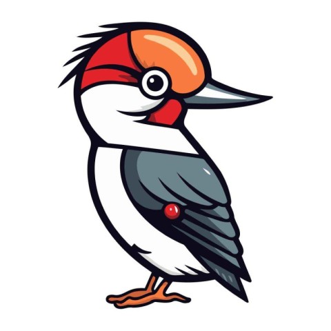 Cute Woodpecker Bird Cartoon Mascot Vector Illustration