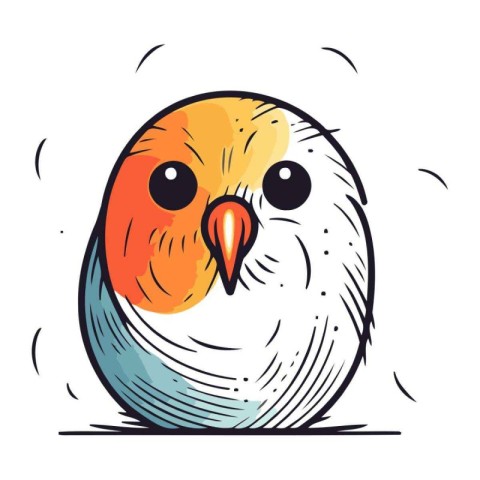 Hand drawn vector illustration of cute cartoon parrot. Isolated