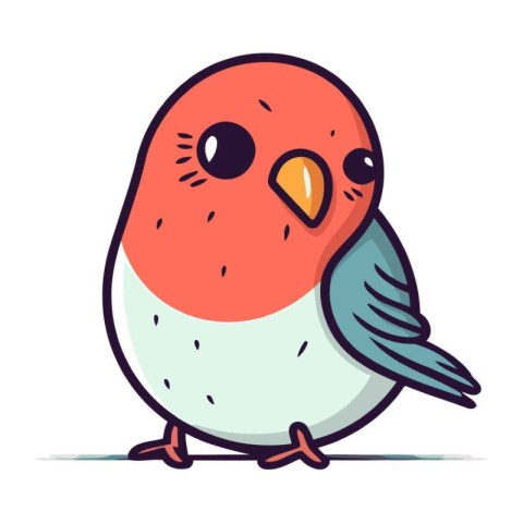 Vector illustration of a cute little red bird on a white backgro