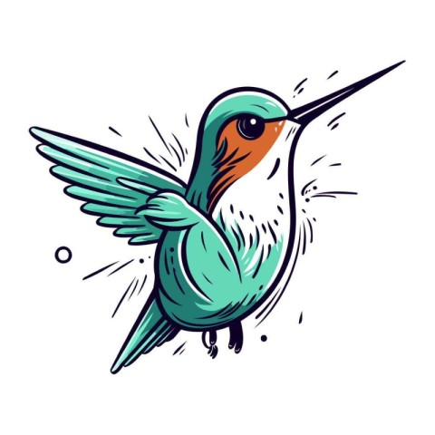 Vector illustration of a cute hummingbird isolated on a white ba