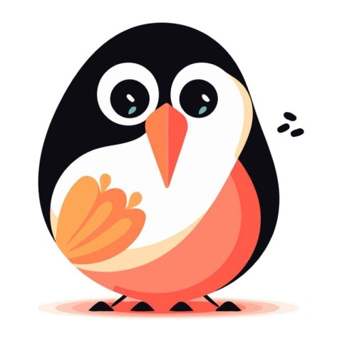 Cute cartoon penguin. Vector illustration in flat style isolated