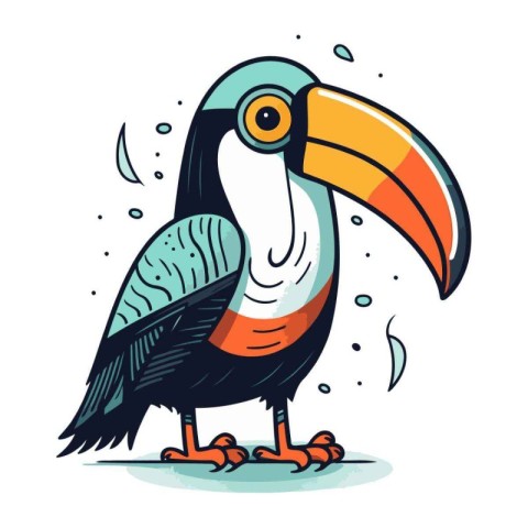 Toucan vector illustration. Hand drawn toucan vector illustratio