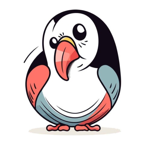 Cute penguin cartoon vector illustration isolated on a white bac