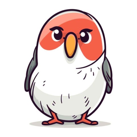 Cartoon vector illustration of a cute little bullfinch bird.