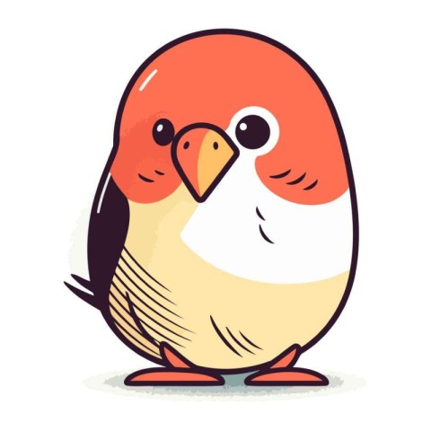 Vector illustration of a cute cartoon red parrot isolated on whi