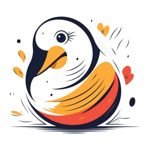 Vector illustration of a cute penguin in the form of a circle.