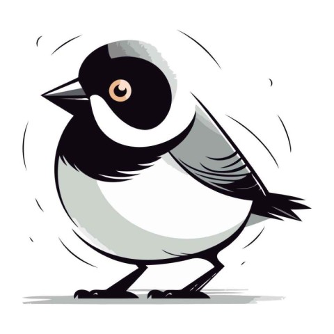 Vector illustration of a cute cartoon titmouse on a white backgr