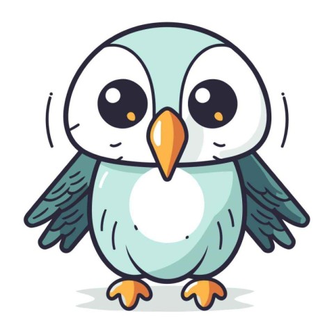 Cute Cartoon Owl. Vector illustration. Isolated on white backgro