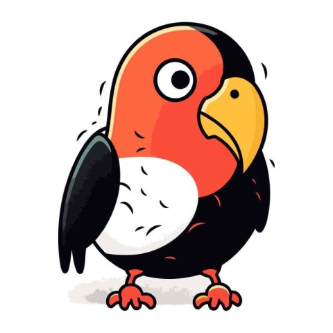 Cute parrot isolated on white background. Vector cartoon illustr