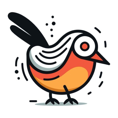 Cute cartoon bird. Vector illustration isolated on a white backg