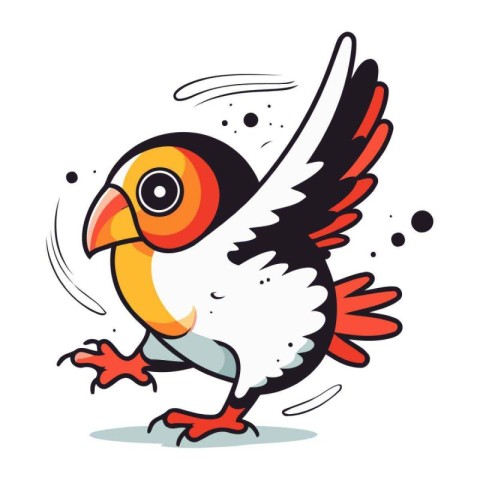 Vector illustration of a cute little bird on white background. C