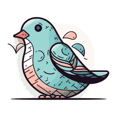 Vector illustration of cute cartoon doodle bird. Hand drawn styl