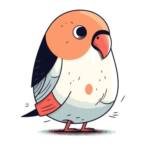 Vector illustration of a cute cartoon parrot on a white backgrou