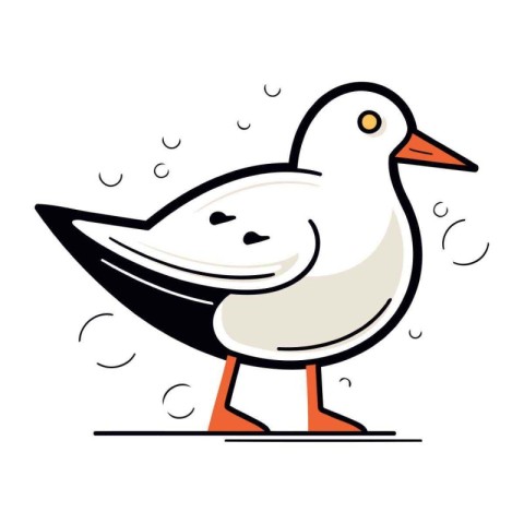 Seagull on a white background. Vector illustration in flat style