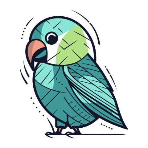 Parrot. Vector illustration of a green parrot on a white backgro