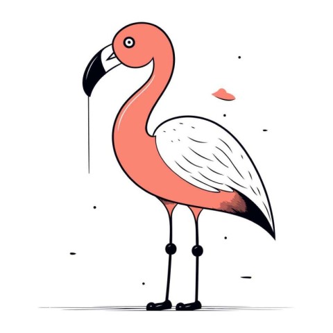 Flamingo bird vector illustration. Hand drawn doodle style.