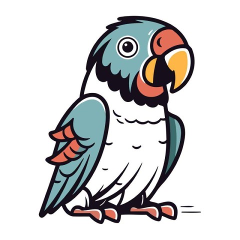 Parrot vector cartoon illustration. Isolated parrot on white bac