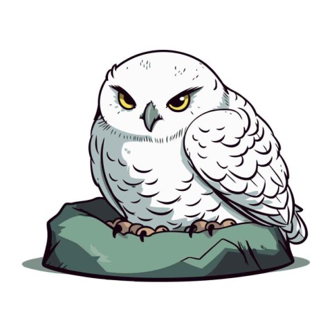 Owl sitting on a rock. Vector illustration of an owl.