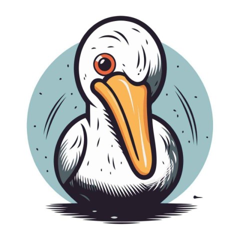 Pelican vector illustration. Cartoon pelican icon isolated on wh