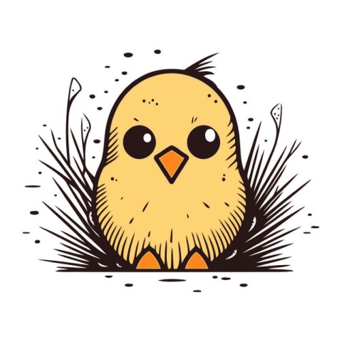 Cute little chick in the nest. Vector illustration for your desi