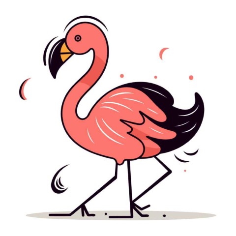 Flamingo vector illustration. Cute flamingo cartoon character.