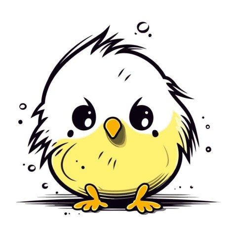 Cute little chick on white background. Vector illustration for y