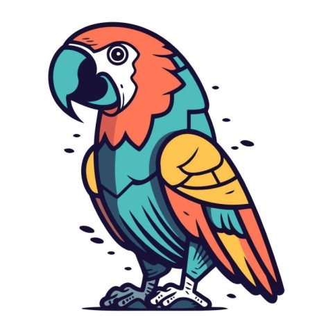 Parrot vector illustration. Isolated parrot on white background.