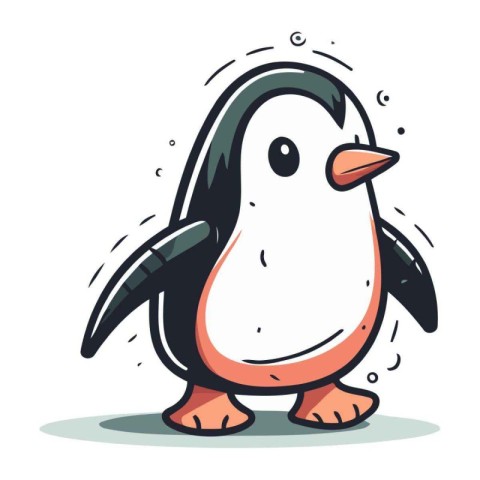 Cute cartoon penguin. Vector illustration isolated on white back