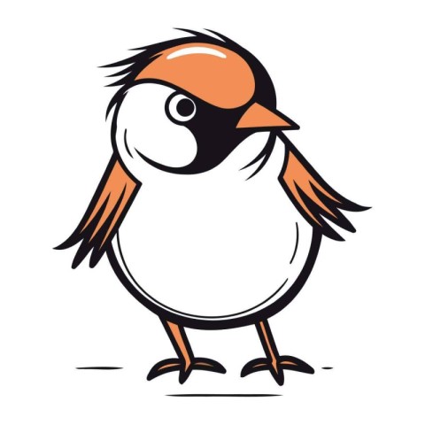 Vector image of a cute little sparrow on a white background.