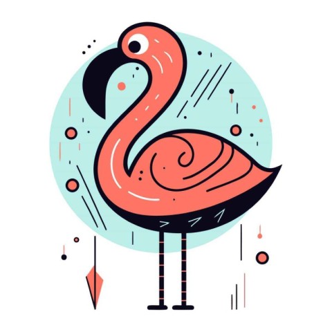 Flamingo. Vector illustration in doodle style. Isolated on white