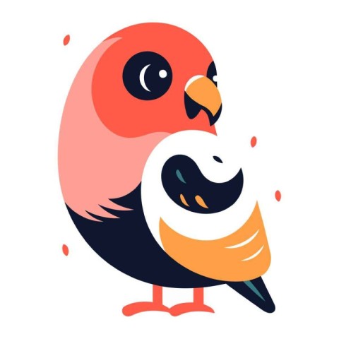 Cute cartoon parrot bird. Vector illustration on white backgroun