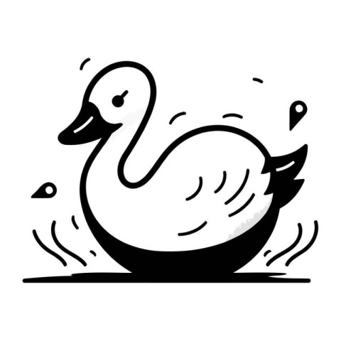 Duck icon. Vector illustration of a duck. Black and white.