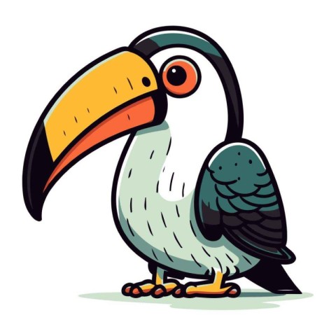 Cartoon toucan isolated on a white background. Vector illustrati