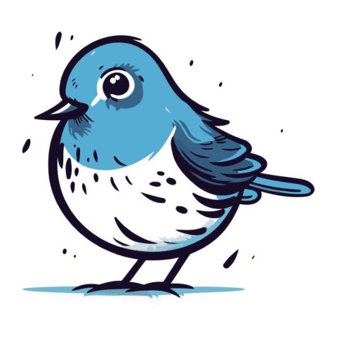 illustration of a cute blue bird on a white background. vector i