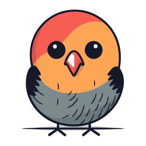 Cute cartoon bird. Vector illustration isolated on a white backg