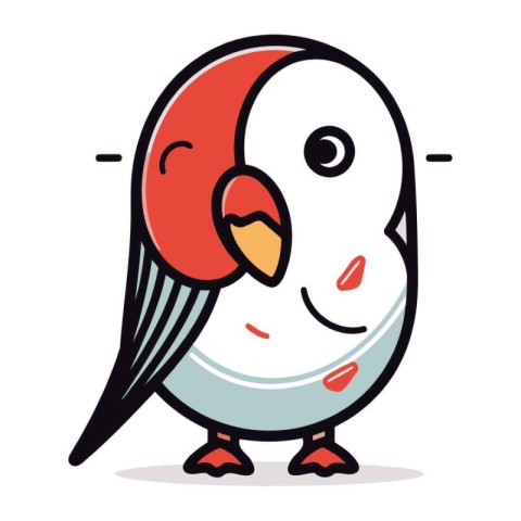 Cartoon vector illustration of cute little bird character. Isola