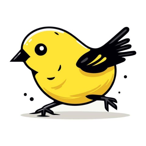 Vector illustration of a cute little yellow bird on a white back