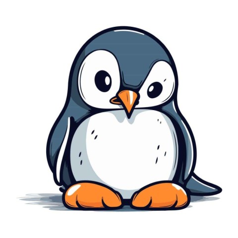 Cute penguin isolated on a white background. Vector illustration