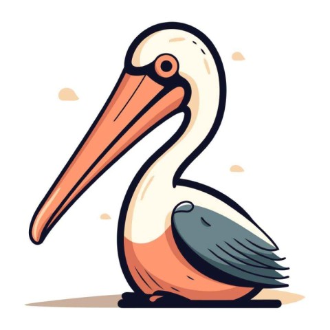 Pelican vector illustration. Cartoon pelican isolated on white b